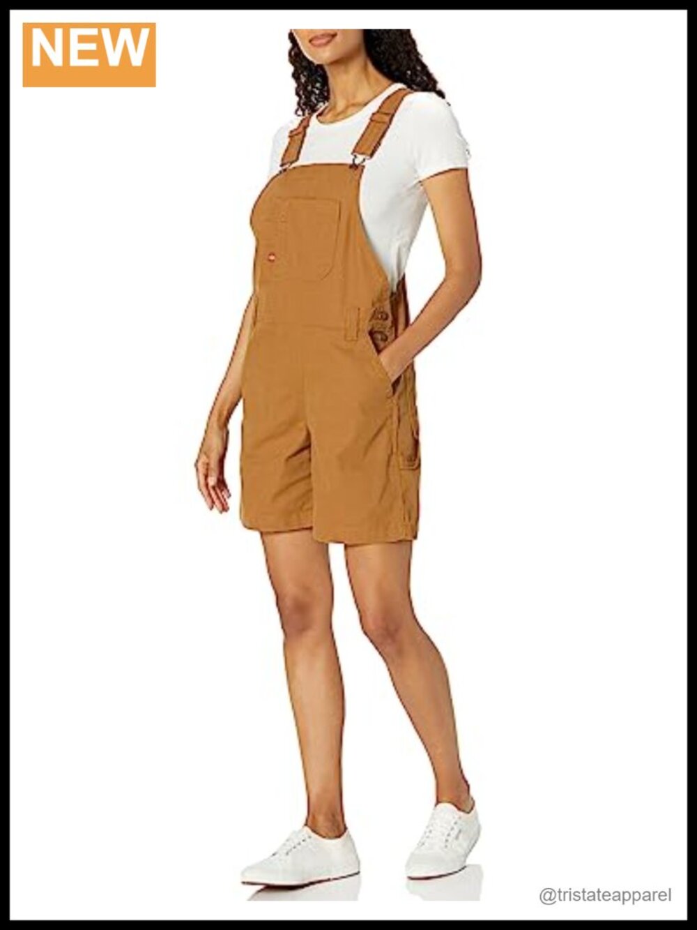 Dickies Women's Bib Shortall Relaxed Fit 7-Inch Inseam Denim Cotton Overall